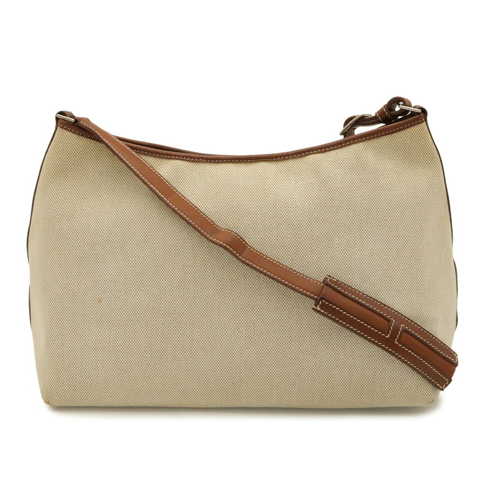 HERMES Hermes Berlingo MM Shoulder Bag Toile H Leather Natural Brown EEE Stamp